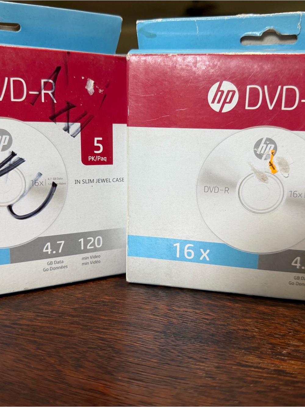 HP DVD-R 16x Recordable Discs - Red, White & Blue Packaging